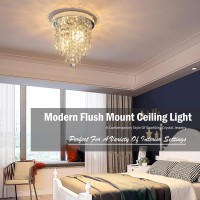 Baunoisk 3 Lights Mini Chandelier Fixture H11Xw10 Small Modern Crystal Flush Mount Ceiling Light For Bathroom Bedroom Hallway Cl