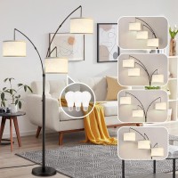 Arc Floor Lamps For Living Room Modern Mid Century Tall Standing Floor Lamp With Heavy Base For Bedroom Office 3Light Floor Lam