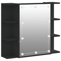 Vidaxl Mirror Cabinet With Led Wallmounted Cosmetic Black