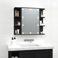 Vidaxl Mirror Cabinet With Led Wallmounted Cosmetic Black