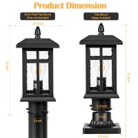 Brilvibera Outdoor Post Light 2 Packs Dusk To Dawn Post Lights Outdoor Electric With Pier Mount Black Waterproof Pole Lights