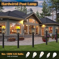 Brilvibera Outdoor Post Light 2 Packs Dusk To Dawn Post Lights Outdoor Electric With Pier Mount Black Waterproof Pole Lights