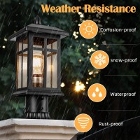 Brilvibera Dusk To Dawn Black Outdoor Post Light Fixture Pole Lamp With Pier Mount Waterproof Exterior Lamp Post Lantern For Y