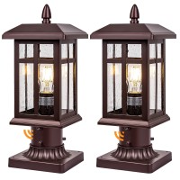 Brilvibera Bronze Post Lights Dusk To Dawn 2 Packs Outdoor Post Mount Outdoor Light Fixtures Bronze Patio Pole For Lights Wate