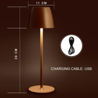 Tongyuan Led Cordlesstable Lamp,5200Mah Rechargeable Battery Modern Desk Lamp, Metal Shell,Minimalist Design, For Couple Dinner/Coffee Table/Bedroom/Outdoor Use (Brown)