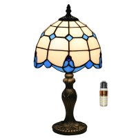 Tuomoxte Tiffany Table Lamp Tiffany Style Stained Glass Lamp 8 Inch Small Antique Bedside Lamp For Nightstand Bedroom Living