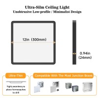 Sadenicel Led Ceiling Light Fixture Flush Mount 12 Inch Square Bedroom Ceiling Lights 3000K4000K6000K 24W Slim Flat Modern 28