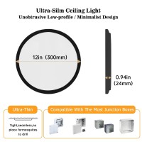 Sadenicel 12 Inch Flush Mount Ceiling Light Led Ceiling Light Fixture 24W 3000K4000K6000K Adjustable 2400Lm Ultraslim Flat