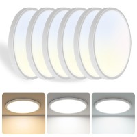 Sadenicel 6 Pack Flush Mount Ceiling Light 12 Inch Led Ceiling Light Fixture 24W 3000K4000K6000K 2400Lm Modern Ultraslim Ro