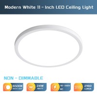 Rough Sailor Flush Mount 11 Inch Ceiling Light Fixture 24W Led Ceiling Light 6500K 2160Lm Ultra Slim Round White Ceiling Light