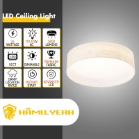 Hamilyeah Led Flush Mount Ceiling Light Fixture Set Of 2, Dimmable Ceiling Light Fixture With Fabric Shade 24W 12Inch 5Cct, Drum Light Fixture Ceiling Mount For Living Room, Kitchen, Bathroom, Bedroom