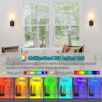 Yhcdlamp Battery Operated Wall Sconces Set Of Two Battery Operated Wall Lights With Remote Fabric Rgb Color Changing Dimmable W