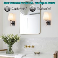 Yhcdlamp Battery Operated Wall Sconces Set Of Two Battery Operated Wall Lights With Remote Fabric Rgb Color Changing Dimmable W