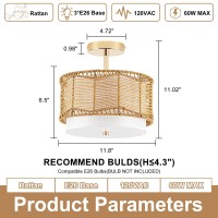 Tbaoinla Add A Touch Of Boho Elegance To Any Room With Our 3Light Gold Light Fixture Rattan Light Fixture Boho Light Fixture Be