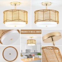 Tbaoinla Add A Touch Of Boho Elegance To Any Room With Our 3Light Gold Light Fixture Rattan Light Fixture Boho Light Fixture Be