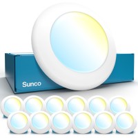 Sunco 12 Pack 4 Inch Led Disk Lights Flush Mount Disc Recessed Ceiling Can Lighting 650 Lm Selectable Cct 2700K3000K4000K5