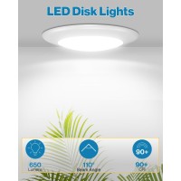 Sunco 12 Pack 4 Inch Led Disk Lights Flush Mount Disc Recessed Ceiling Can Lighting 650 Lm Selectable Cct 2700K3000K4000K5