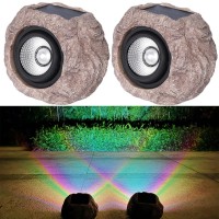 Sscdfdc Solar Rock Lights Outdoor Waterproof 2 Pack Led Colored Garden Solar Landscape Lights Bright Solar Lights Outdoor Sola