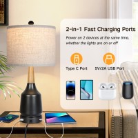 Outon Table Lamps Set Of 2 Touch Control Beside Lamp 3 Way Dimmable Nightstand Lamps With Usb Type C Charging Port Modern D