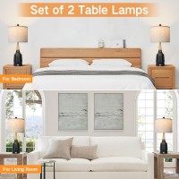 Outon Table Lamps Set Of 2 Touch Control Beside Lamp 3 Way Dimmable Nightstand Lamps With Usb Type C Charging Port Modern D