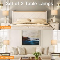 Outon Table Lamps Set Of 2 Touch Control Beside Lamp 3 Way Dimmable Nightstand Lamps With Usb Type C Charging Port Farmhous