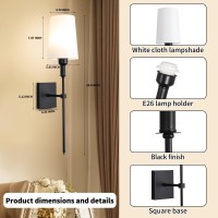 Bailoch Black Rechargeable Battery Operated Wall Sconces Set Of 2 Cordless Dimmable Battery Powered Wall Lights With Remote Wi