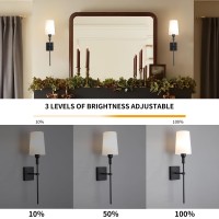 Bailoch Black Rechargeable Battery Operated Wall Sconces Set Of 2 Cordless Dimmable Battery Powered Wall Lights With Remote Wi