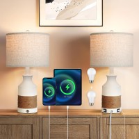 Outon Table Lamps Set Of 2 Touch Control Beside Lamp 3 Way Dimmable Nightstand Lamps With Usb Type C Charging Ports Modern