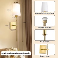 Bailoch Gold Rechargeable Battery Operated Wall Sconces Set Of 2 Cordless Dimmable Battery Powered Wall Lights With Remote Wir