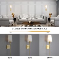 Bailoch Gold Rechargeable Battery Operated Wall Sconces Set Of 2 Cordless Dimmable Battery Powered Wall Lights With Remote Wir