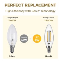 Hizashi Candelabra Led Light Bulbs 40 Watt Equivalent E12 Base Chandelier Light Bulbs 2700K Soft White Dimmable Led Candelabra