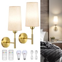 Glitnous Battery Operated Wall Sconce Rechargeable Wall Sconce With Remote Dimmable Wireless Wall Sconces Set Of 2 Battery Wa