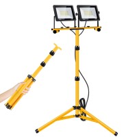 21000 Lumen Work Lights With Stand 2 Adjustable Head Led Work Light With Adjustable And Foldable Tripod Stand Waterproof Lamp