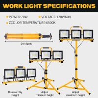 21000 Lumen Work Lights With Stand 3 Adjustable Head Led Work Light With Adjustable And Foldable Tripod Stand Waterproof Lamp