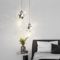 Modern Crystal Pendant Light, Silver Crystal Pendant Light Led 3 Colors For Kitchen Island Bedroom Living Room Dining Room Lighting (Round Base With 2 Heads)