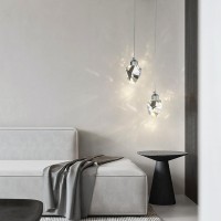 Modern Crystal Pendant Light, Silver Crystal Pendant Light Led 3 Colors For Kitchen Island Bedroom Living Room Dining Room Lighting (Round Base With 2 Heads)