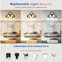 Sunwish 6Light Led Track Lighting Kit Ceiling Spotlight With Flexibly Rotatable Light Head Modern Track Lighting Fixtures For