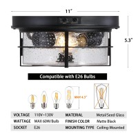 Calokes Motion Sensor Outdoor Flush Mount Ceiling Light Sleek Round Exterior With Seeded Clear Glass Perfect For Front Porch