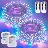 Jmexsuss 2 Pack Easter Lights Battery Operated Outdoor Indoor Each 33Ft 100 Led Multicolor Easter String Lights For Easter Deco