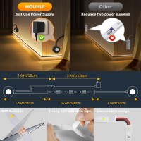 Houhui Dual Motion Sensor Light Indoor Under Bed Lights 164Ft Motion Activated Led Strip Lights For Bedside 12V Warm White Unde