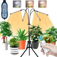 Growstar Plant Grow Light With Stand 4 Heads Full Spectrum Grow Lamps With 1563 Adjustable Tripod Stand 4812H Timer 3 Sw