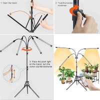 Growstar Plant Grow Light With Stand 4 Heads Full Spectrum Grow Lamps With 1563 Adjustable Tripod Stand 4812H Timer 3 Sw