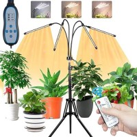 Growstar Plant Grow Light With Stand 4 Heads Full Spectrum Grow Lamps With 1563 Adjustable Tripod Stand 4812H Timer 3 Sw