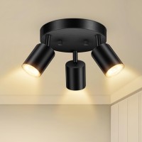 Boostarea Led 3 Light Track Lighting Kit Led Track Lighting Fixtures Black Round Ceiling Spot Lighting Flexibly Rotatable Lig