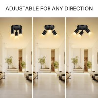 Boostarea Led 3 Light Track Lighting Kit Led Track Lighting Fixtures Black Round Ceiling Spot Lighting Flexibly Rotatable Lig