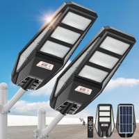 4800W Solar Street Lights Outdoor 2 Pack Solar Lights Outdoor Waterproof 7000K Led Solar Parking Lot Lights Commercial Dusk T