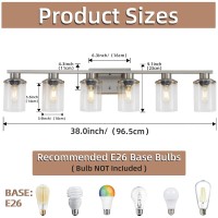 Lousace 6 Light Bathroom Vanity Light Brushed Nickel Bathroom Light Fixtures Modern Bathroom Lights Over Mirror With Clear Gla