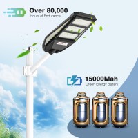 Vipzon 2400W Solar Street Lights Outdoor 7000K Led Solar Parking Lot Lights Dusk To Dawn Solar Lights With Motion Sensor Ip66 Waterproof For Yard, Stadium