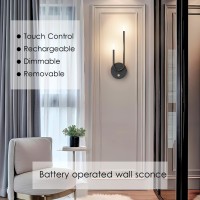 Aipsun Black Battery Operated Wall Sconce Set Of 2 Modern Led Stepless Dimming Rechargeable Wall Sconce Indoor Wireless Wall Li