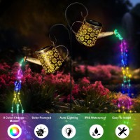 Techmur Solar Watering Can Lights Outdoor, 8 Multi-Color Changing Modes Garden Decor Ip65 Waterproof Solar Garden Lights One Pole Two Lights Outdoor Decorations For Yard, Lawn, Patio, Chrismas